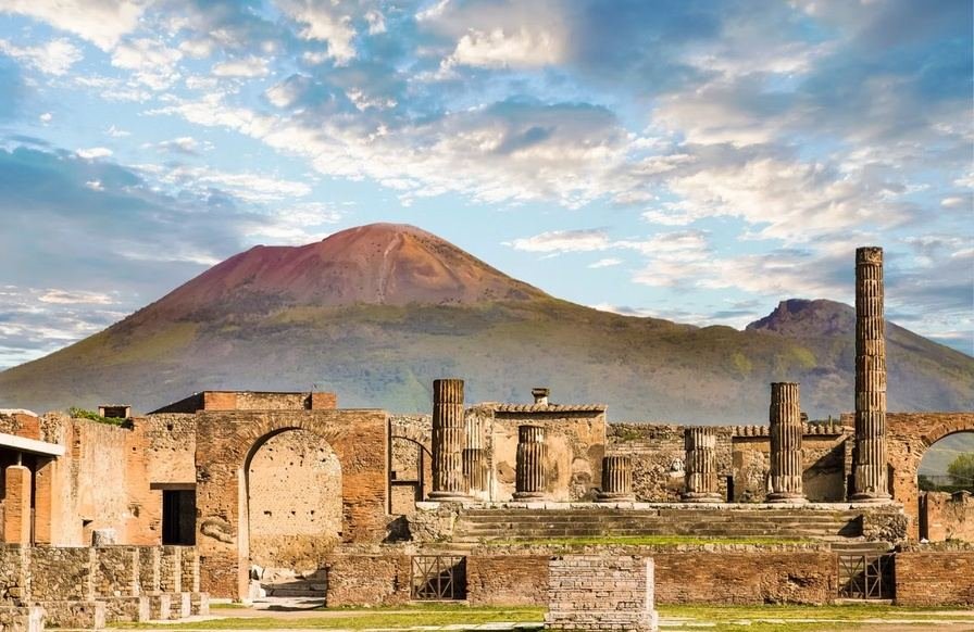 Ruins of Pompeii with Vesuvius